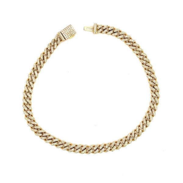 Round Cuban Link Diamond Bracelet Yellow Gold