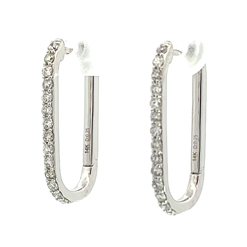 Diamond Elongated Hoop Earrings 1