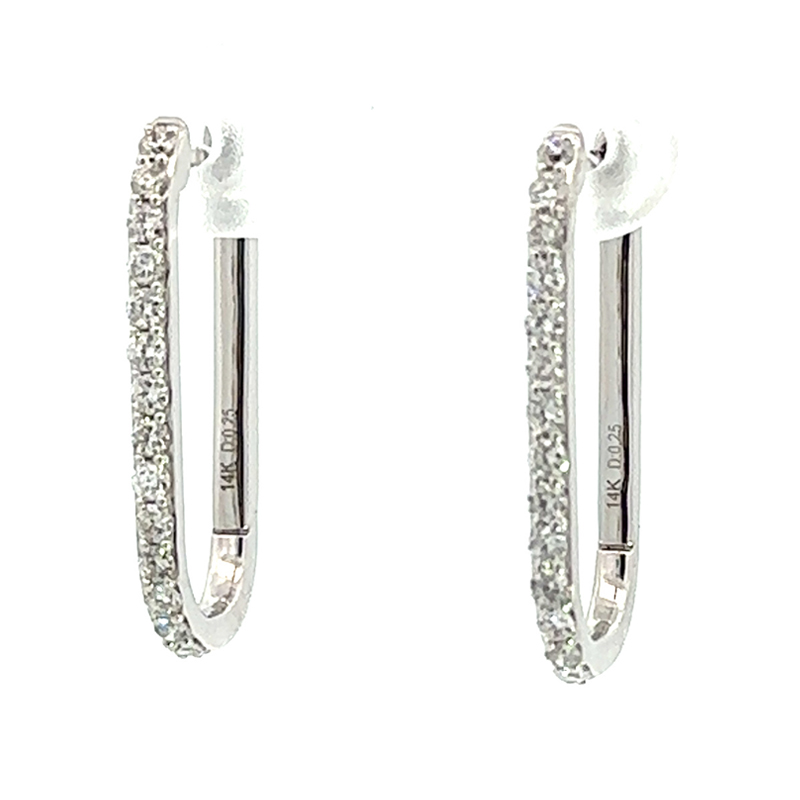 Diamond Elongated Hoop Earrings 2