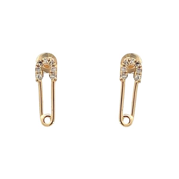 Diamond Safety Pin Earrings