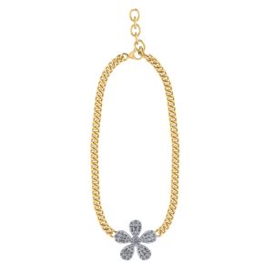 Link Necklace with Diamond Flower Piece G1