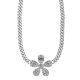 Link Necklace with Diamond Flower Piece W2