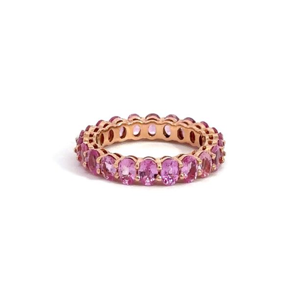 Natural Pink Oval Sapphire Full Eternity Band