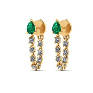 Pear-Shaped Emerald Diamond Earrings G1D