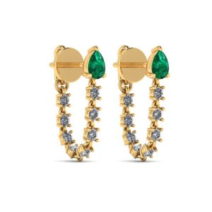 Pear-Shaped Emerald Diamond Earrings G2D
