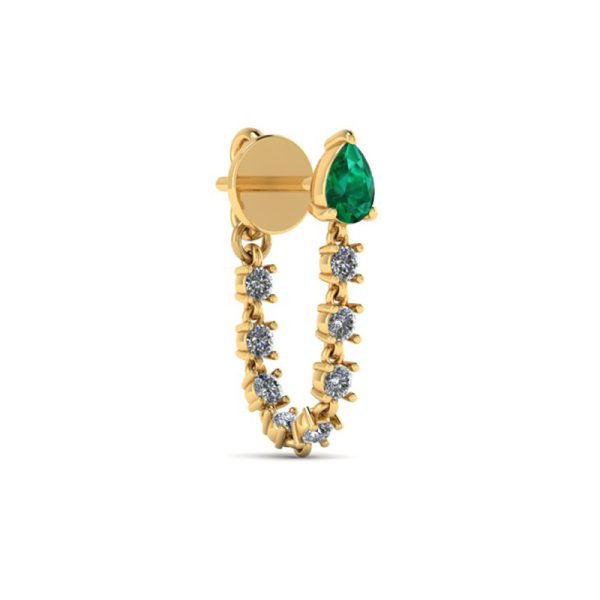 Pear-Shaped Emerald Diamond Earrings G2S