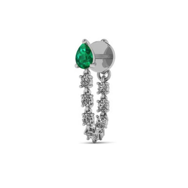 Pear-Shaped Emerald Diamond Earrings W1S