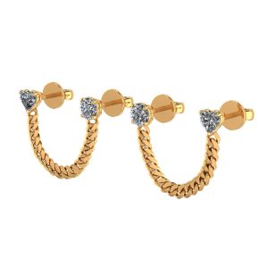 Round and Heart Diamond Cuban Link Earrings G1 Dual