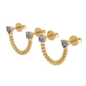 Round and Heart Diamond Link Earrings G1 Dual