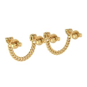 Round and Heart Diamond Link Earrings G2 Dual