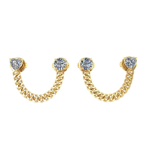 Round and Heart Diamond Link Earrings G3 Dual