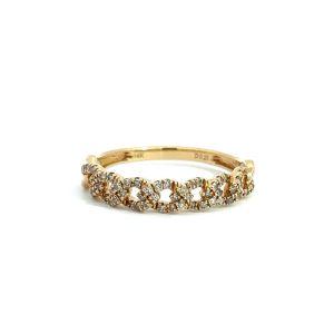 Thin Diamond Cuban Ring Gold 1