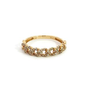 Thin Diamond Cuban Ring Gold 2