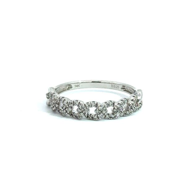 Thin Diamond Cuban Ring White 2