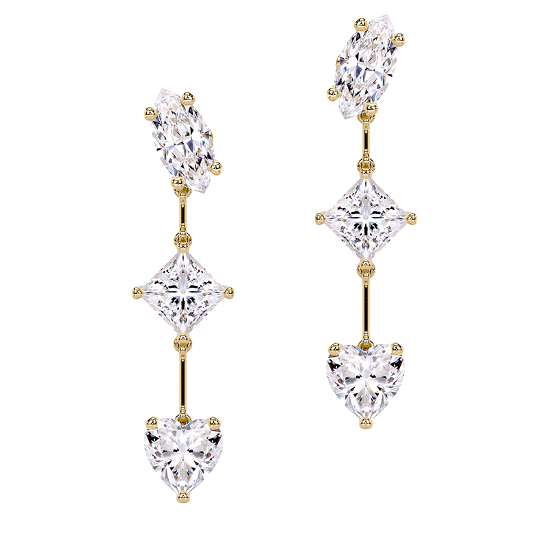 Multi Shape Drop Earrings Long Y1
